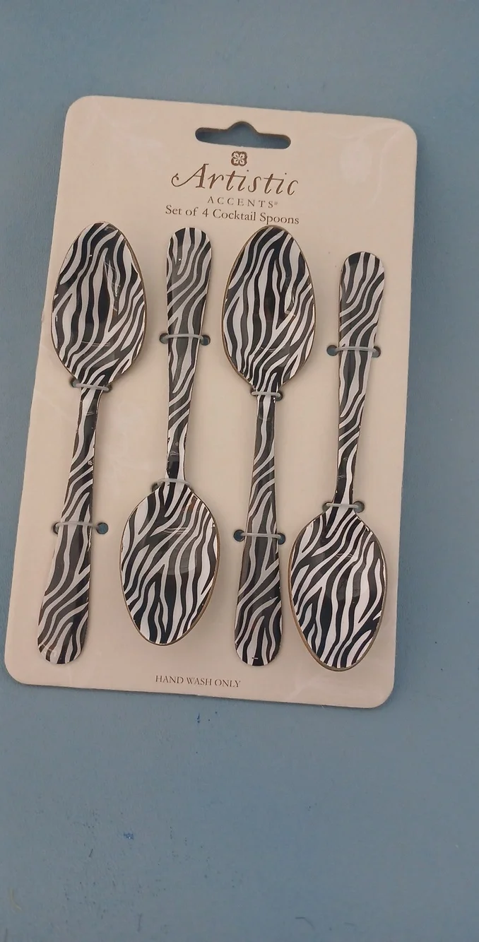 Artistic Accents Zebra-Print Cocktail Spoons - Black & White Set of 4